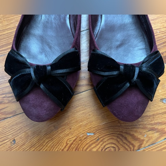 Authentic Gucci Viola Purple Suede Flats with Black Velvet Bow Size 38 - Picture 6 of 15
